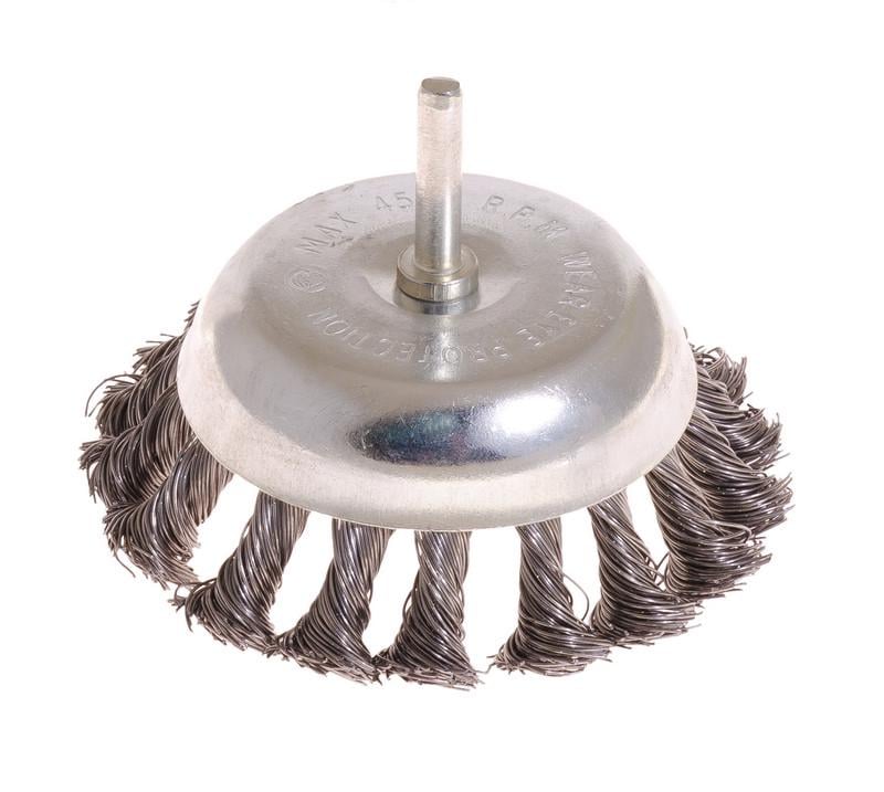 Щітка торцева Mastertool з плетеного дроту 100 мм зі стрижнем 1/4" (19-7310)
