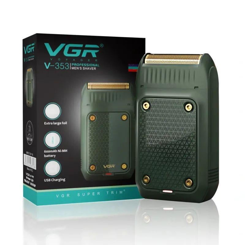 Шейвер аккумуляторный VGR V-353 с современной сеточной системой бритья Green (10657)