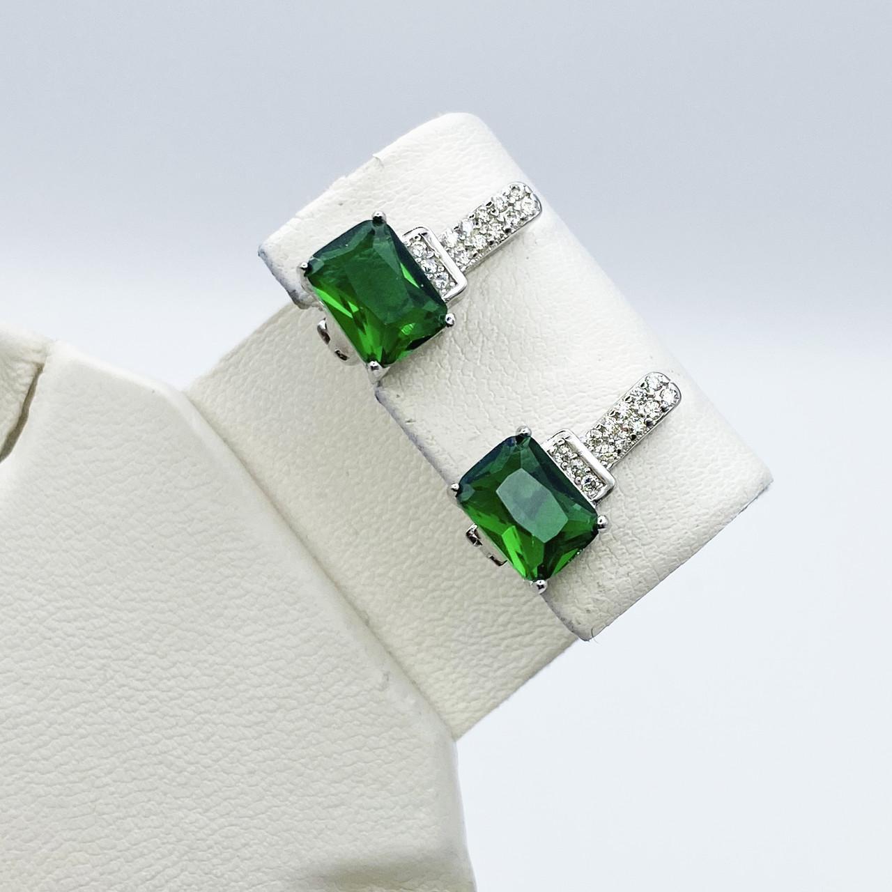 Серьги серебряные с изумрудом альпинитом 3,95 г (2199858324)