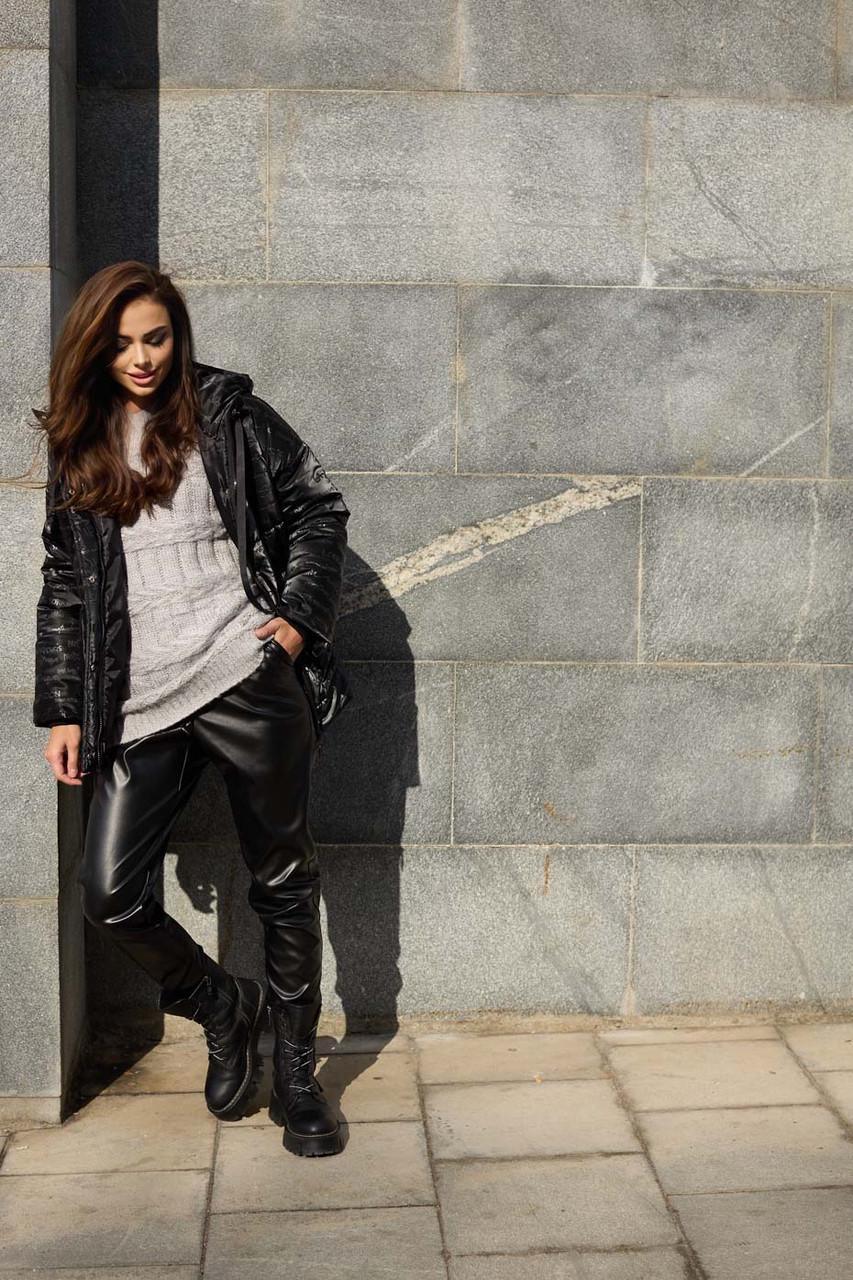 Куртка зимняя принт Буквы L-XL Черный (2761147260) - фото 4