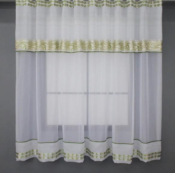 Гардина на кухню 280х170 см Белый/Золотистый/Зеленый (00к 59-898)