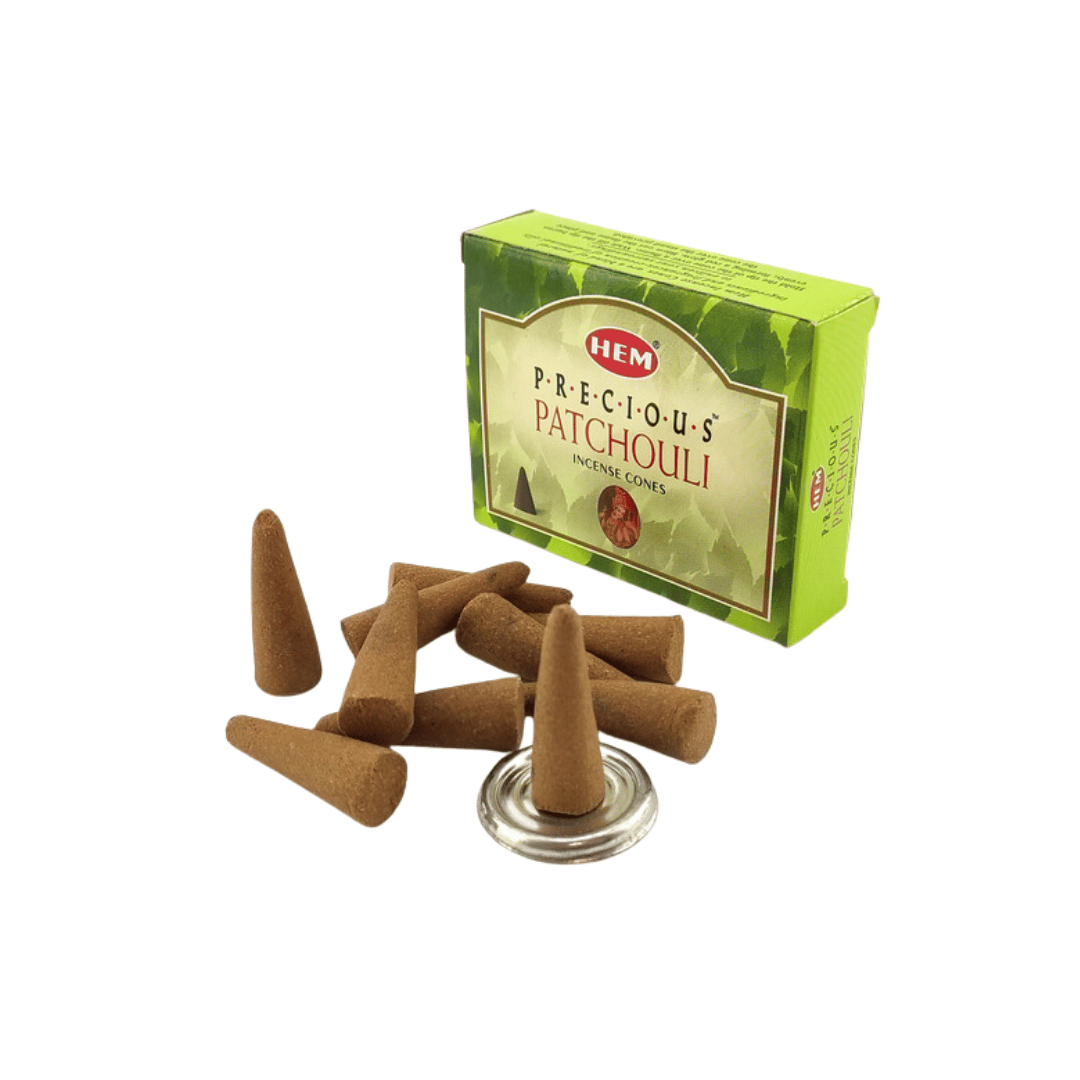 Конусы ароматические Hem Precious Patchouli Драгоценный Пачули с подставкой 10 шт. (8901810484153)