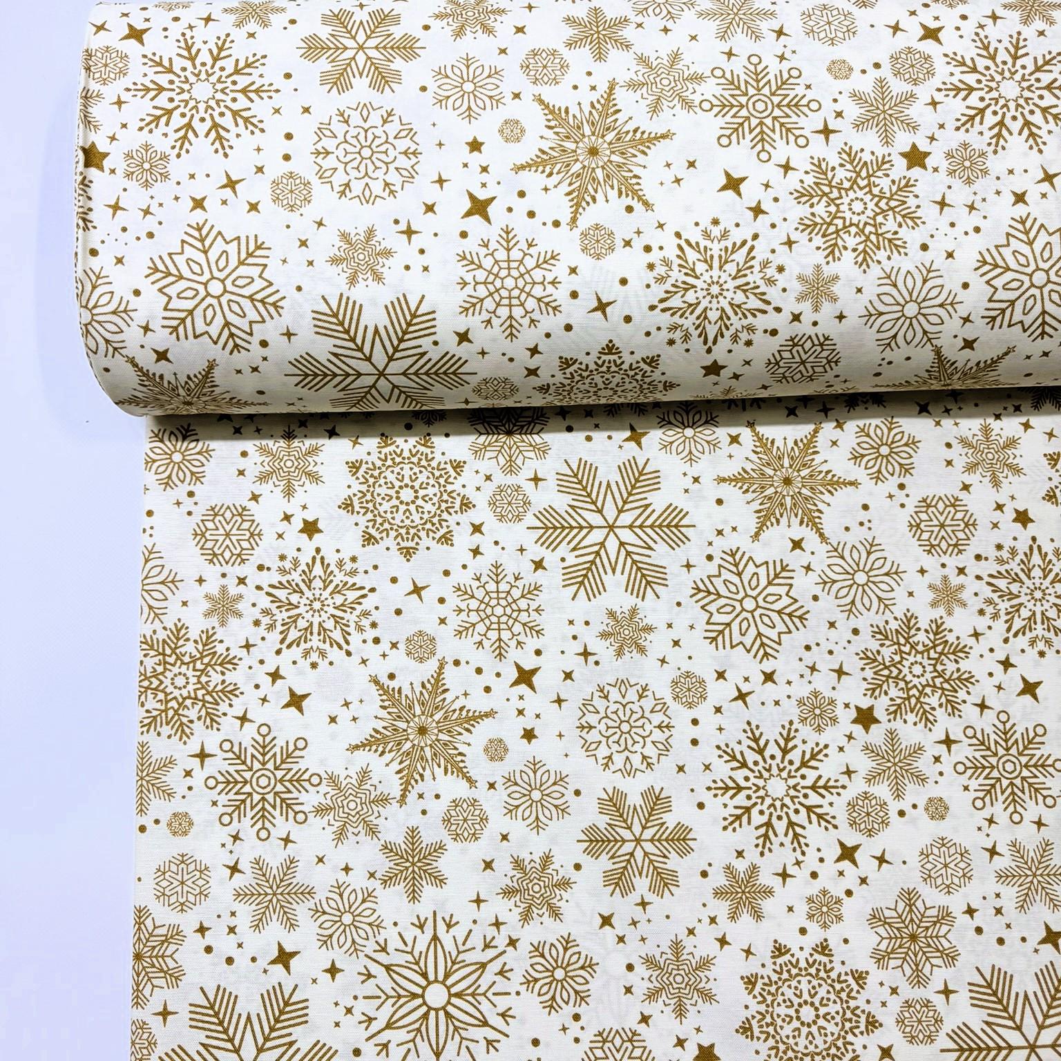 Ткань водоотталкивающая Duck Снежинка с тефлоновым покрытием 70% хлопок/30% полиэстер 180 см Бежевый (024067/001 02988)