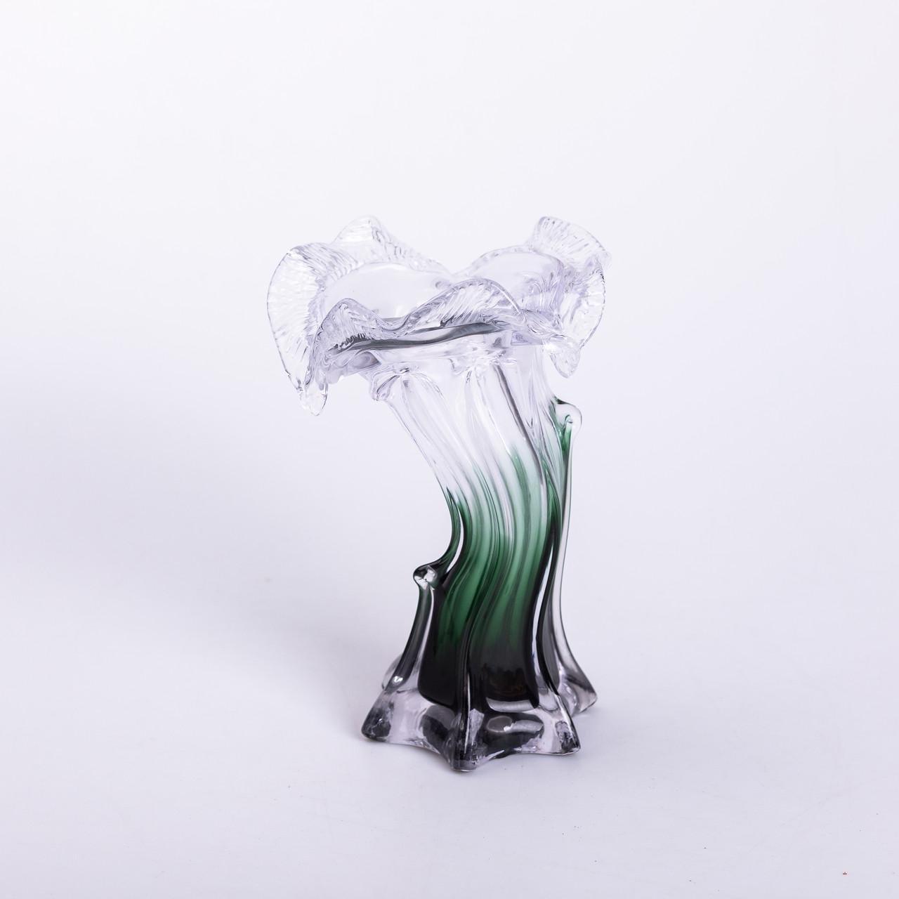 Ваза декоративная стеклянная для цветов фигурная 20 см 125 мл Зеленый (6858)