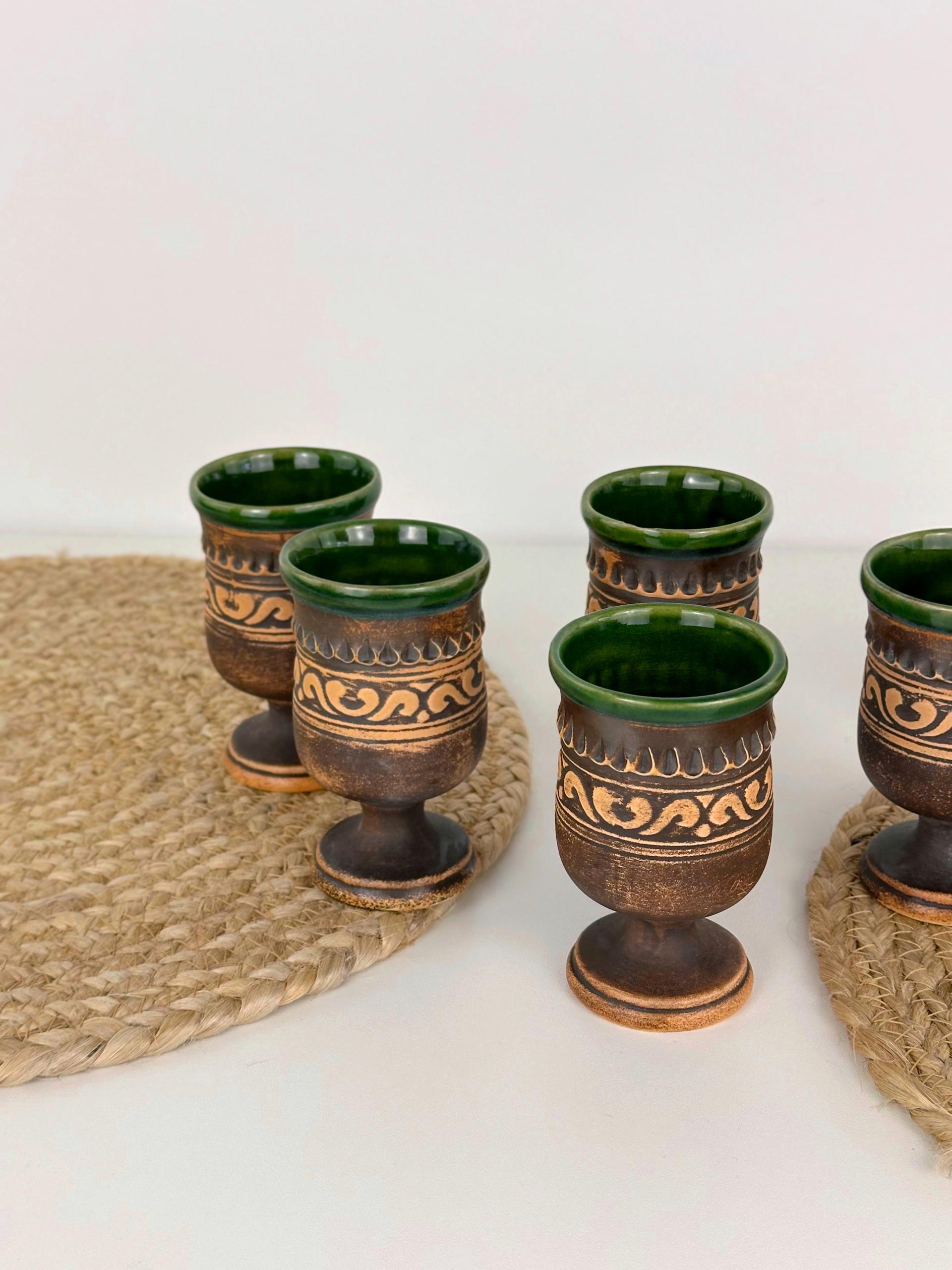 Набір глиняних келихів Гражда 0,1 л х 6 шт. Коричневий (17019-31) - фото 2