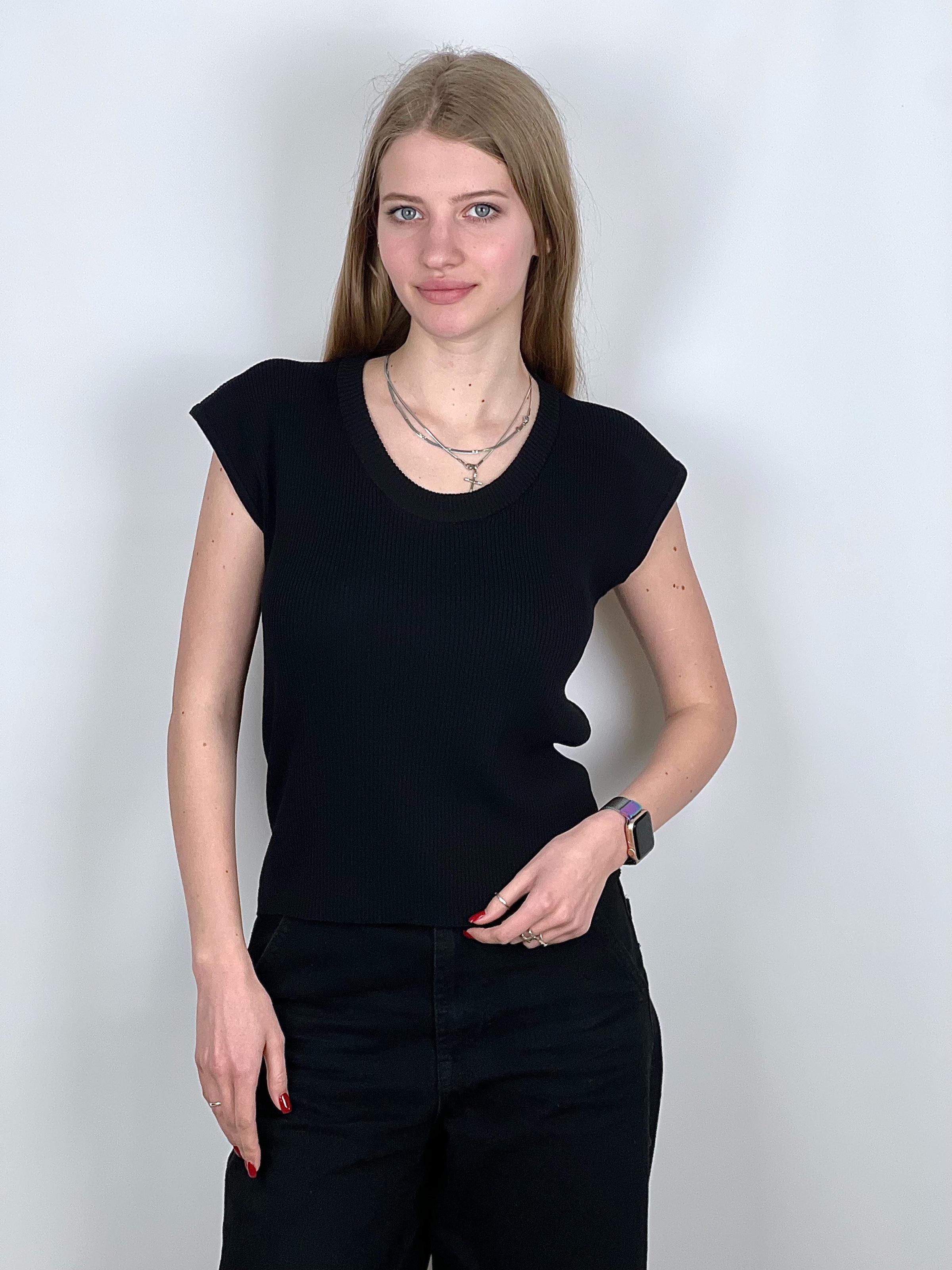 Футболка женская с рукавами Летучая мышь OS Черный (#9089)