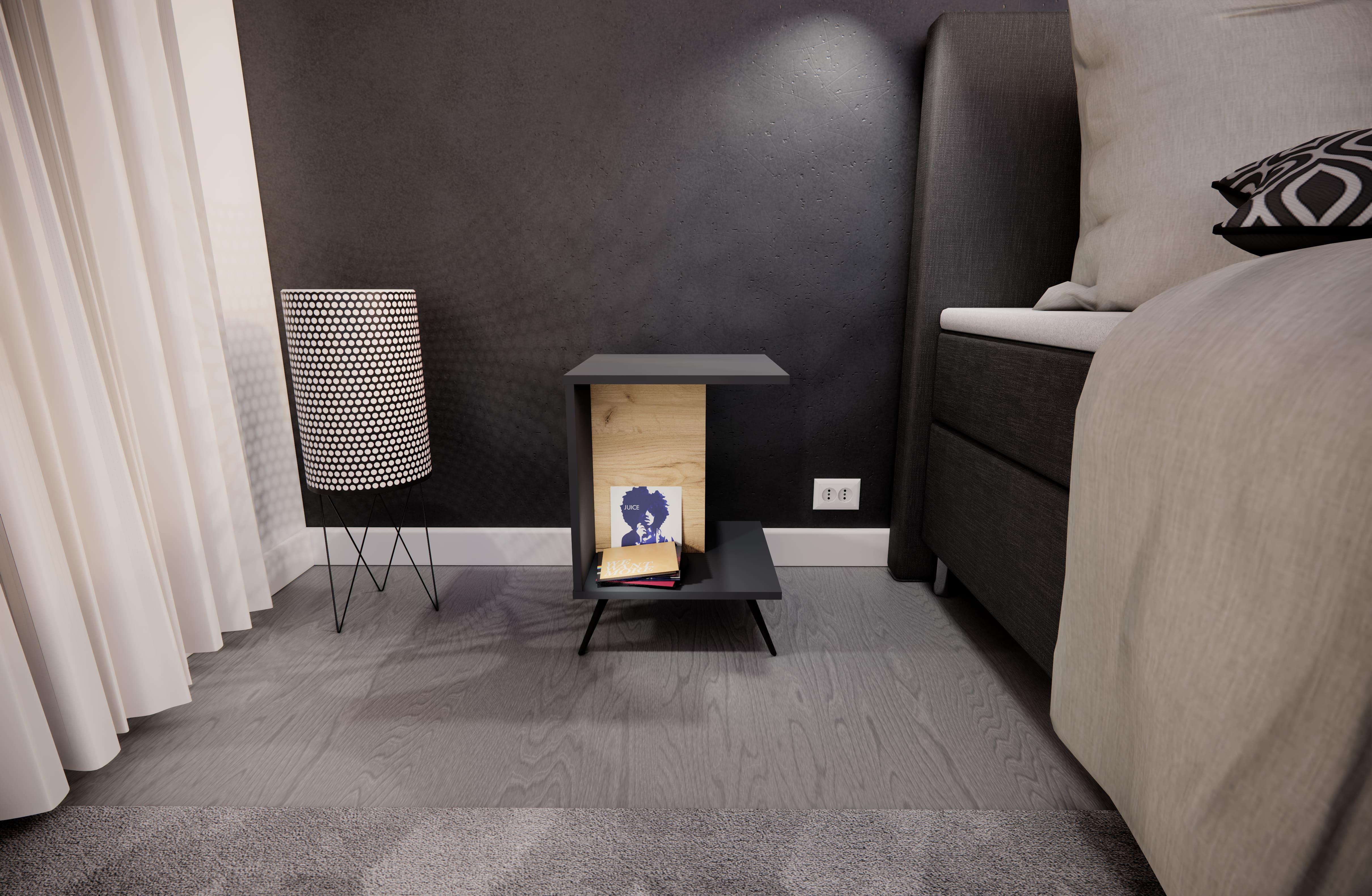 Тумба приліжкова MEBEX VS MINI Сірий темний/Дуб Крафт (VSMINIDGDC) - фото 9