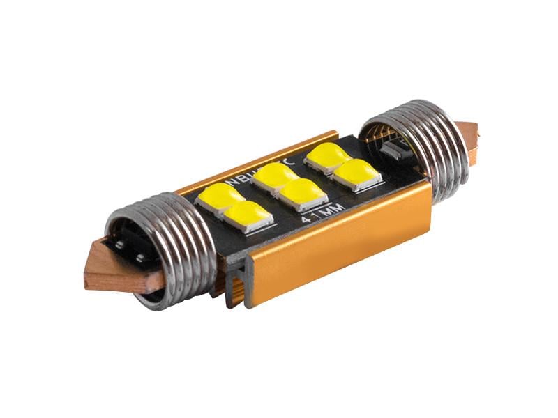 Автолампа светодиодная C5W SV8,5 с обманкой 12 В 41 мм SMD3030-6led Белый (2728)