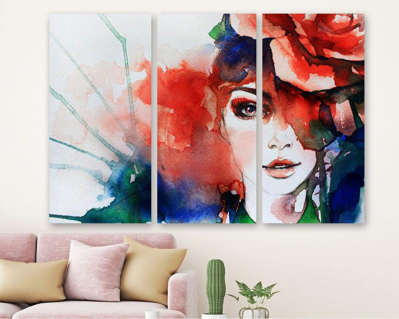 Модульная картина KIL Art Цветущая девушка на холсте из трех частей 156x100 см (M3_XL_251)