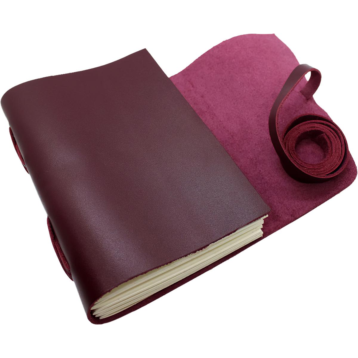 Жіночий блокнот Comfy Strap В6 в лінію ручної роботи зі шкіри Кайзер Бордовий - фото 5