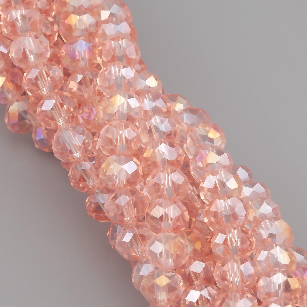 Бусины Swarovski огранка рондель АВ 6х4,8 мм 40 см 85 шт. Пудровый/Прозрачный (БС6050а53)