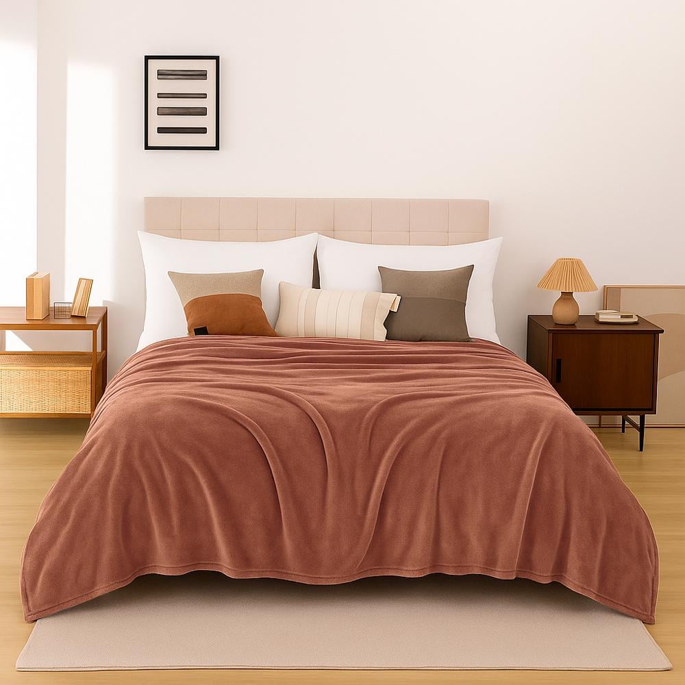 Плед флісовий Love You 200х220 см Темно-бежевий (8296)