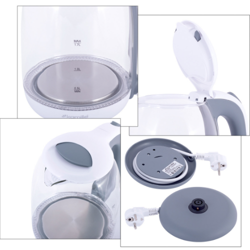 Електрочайник дисковий Kamille 1720G пластик 1,7 л 1850-2200W Білий/Сірий (УТ000062551) - фото 5 Електрочайник дисковий Kamille 1720G пластик 1,7 л 1850-2200W Білий/Сірий (УТ000062551) - фото 5