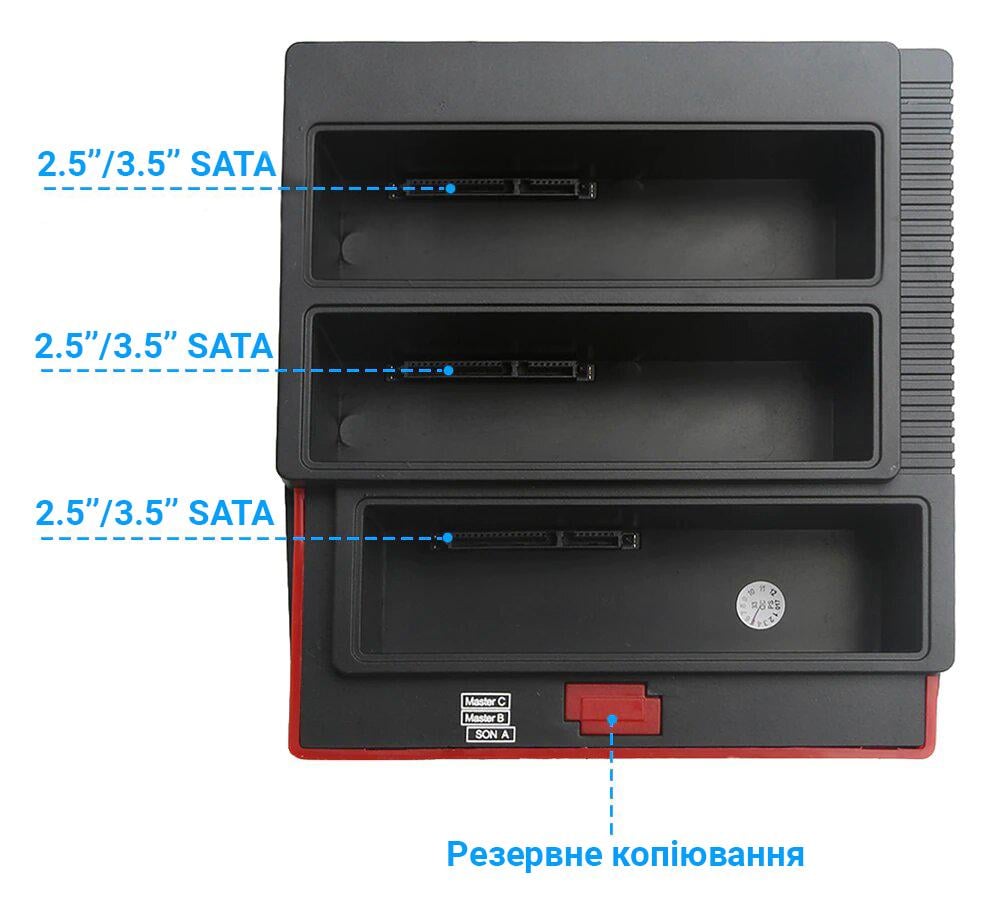 Док-станція для жорстких дисків Addap WLX-893U 2 зовнішня кишеня Sata 2,5"/3,5" з картрідером - фото 6