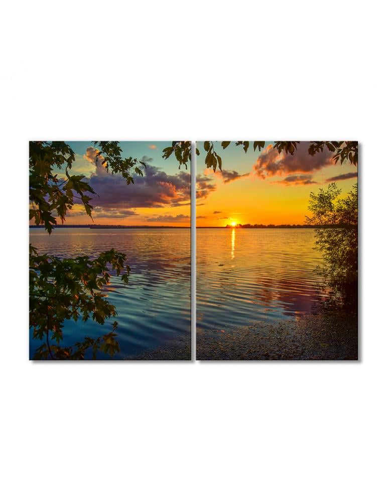 Картина модульная Речной закат 2 модуля 80x120 см