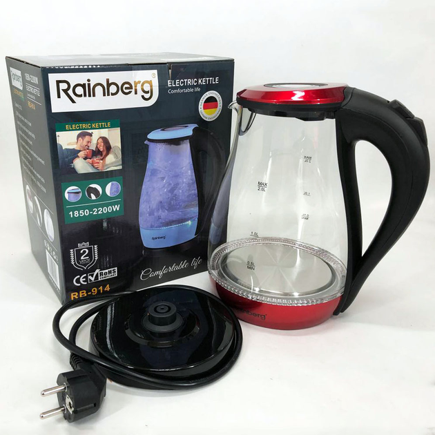 Электрочайник Rainberg RB-914 стеклянный с индикатором (26858177)