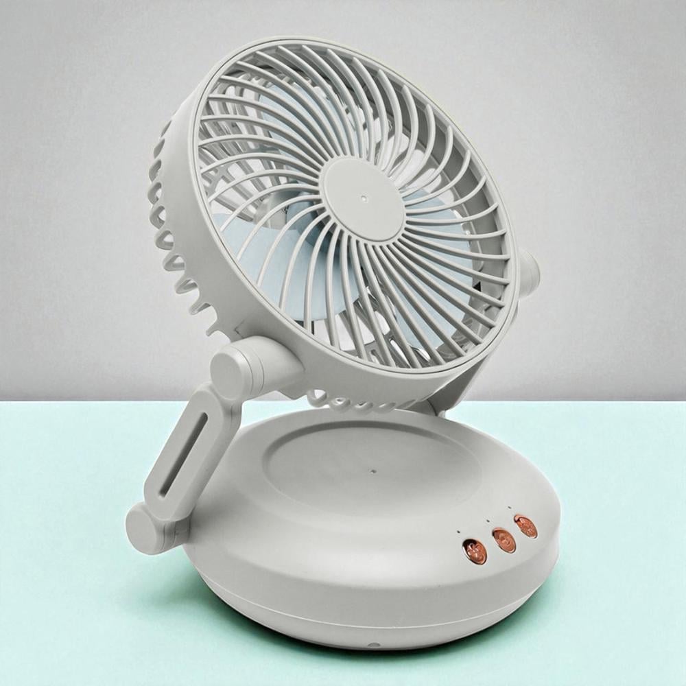 Настольный вентилятор на аккумуляторе USB Type-C 1200 мАч 3 скорости LED подсветка Серый (27418479)