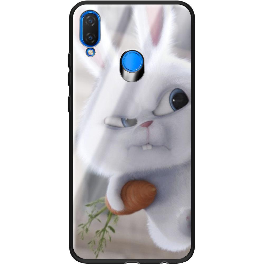 Чехол Boxface Huawei P Smart Plus Rabbit Snowball Черный силикон со стеклом (34912-up1116-37724)