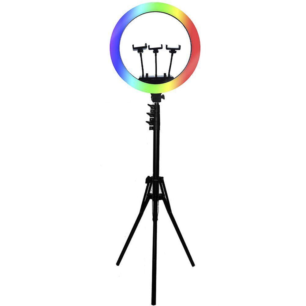 Кольцевая лампа для освещения Ring RGB MJ18 LED с пультом и штативом 18 см (1282321530)
