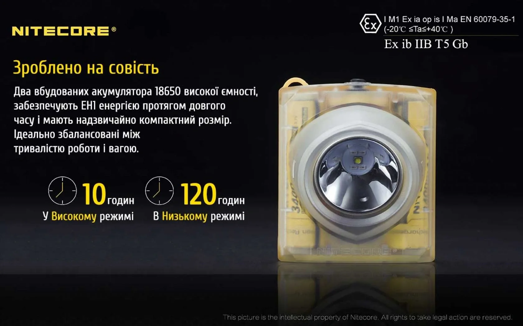 Ліхтар налобний Nitecore EH1 вибухозахищений з білим та червоним світлом 6500К (23872452) - фото 6 Ліхтар налобний Nitecore EH1 вибухозахищений з білим та червоним світлом 6500К (23872452) - фото 6
