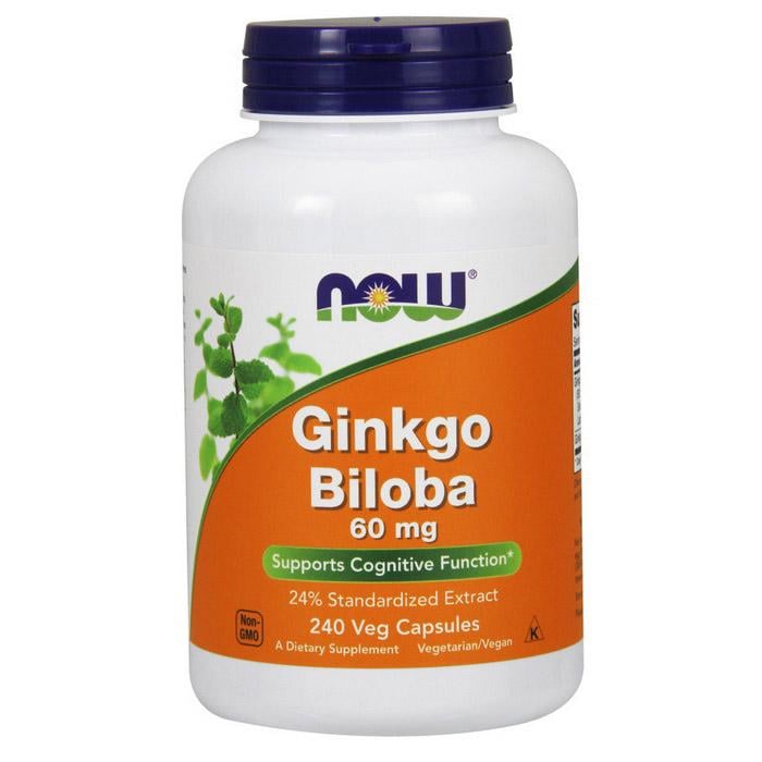Гинкго билоба с порошком листьев NOW Ginkgo Biloba 60 mg экстракт 24% 240 капс.