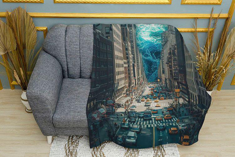 Плед 3D City and Wave плюш однослойный 150х210 см (114322-1)