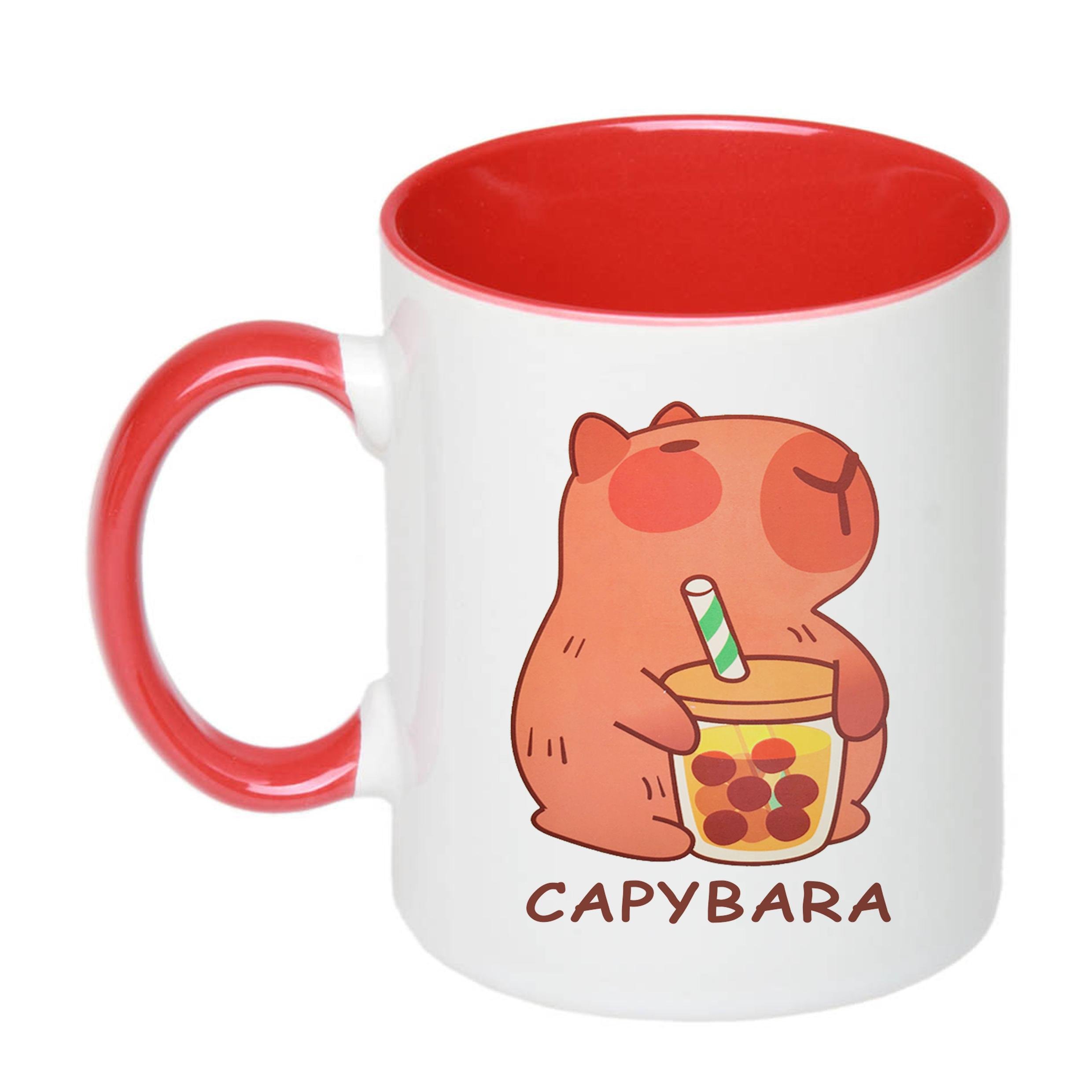 Чашка з друком Капібара 330 мл Червоний (23946) - фото 1
