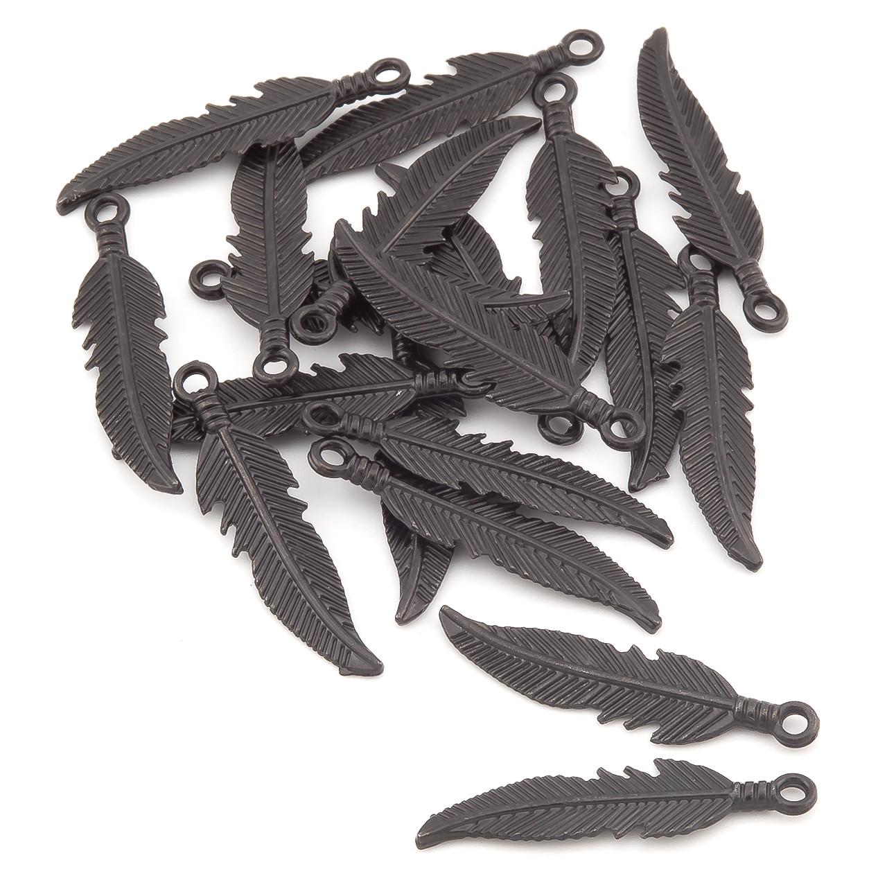 Подвеска Перо нержавеющая сталь 26х6,4 мм 5 шт. Черный (БК2606п06) Подвеска Перо нержавеющая сталь 26х6,4 мм 5 шт. Черный (БК2606п06)