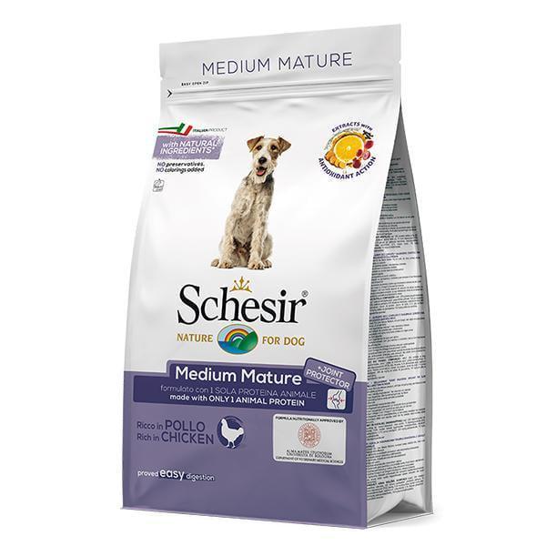 Корм сухой для пожилых собак Schesir Dry Dog Medium Mature монопротеиновый средних пород с курицей 3 кг (ШСПСК3)