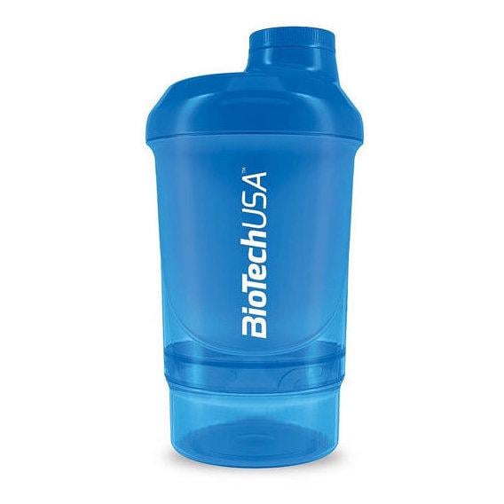 Шейкер BioTechUSA Shaker Wave + Nano 300 мл +150 мл container Schocking Blue - фото 1