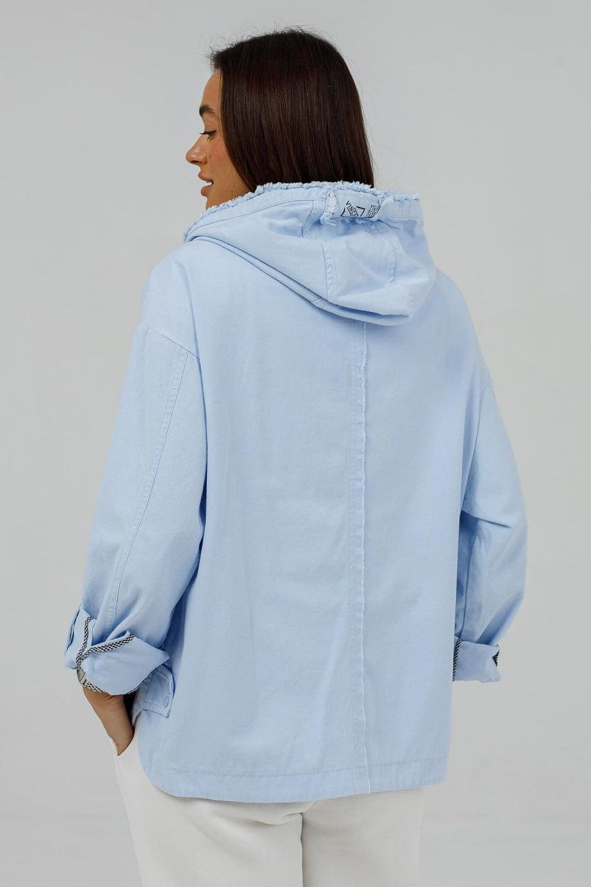 Куртка-толстовка джинсовая женская 5XL Голубой (0711b/5XL) - фото 5 Куртка-толстовка джинсовая женская 5XL Голубой (0711b/5XL) - фото 5