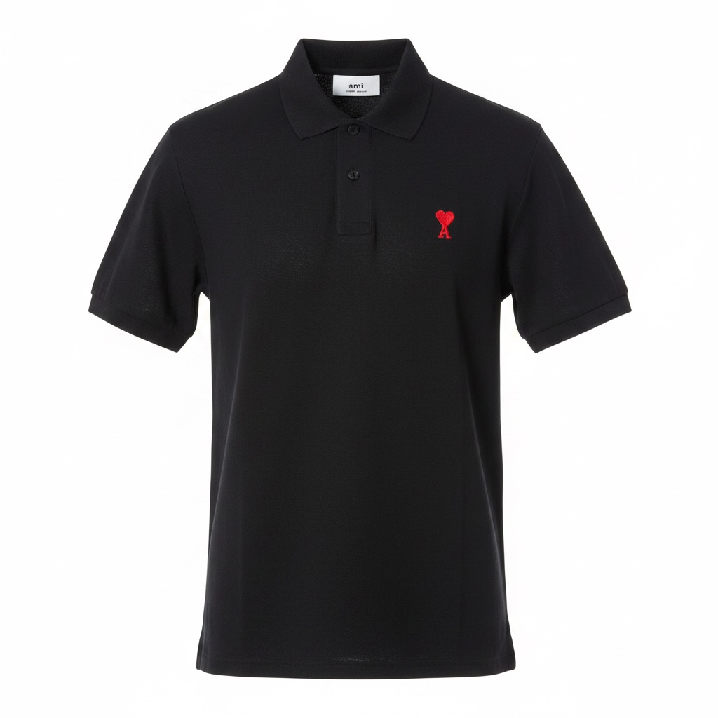 Футболка мужская поло в стиле Ami De Coeur small logo Polo Shirt XL Черный (AP12003.3XL)