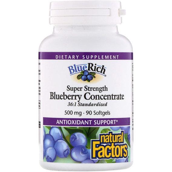 Комплекс для профилактики зрения Natural Factors BlueRich Super Strength Blueberry Concentrate NFS04516 500 мг 90 мягких капс. (000002268) Комплекс для профилактики зрения Natural Factors BlueRich Super Strength Blueberry Concentrate NFS04516 500 мг 90 мягких капс. (000002268)
