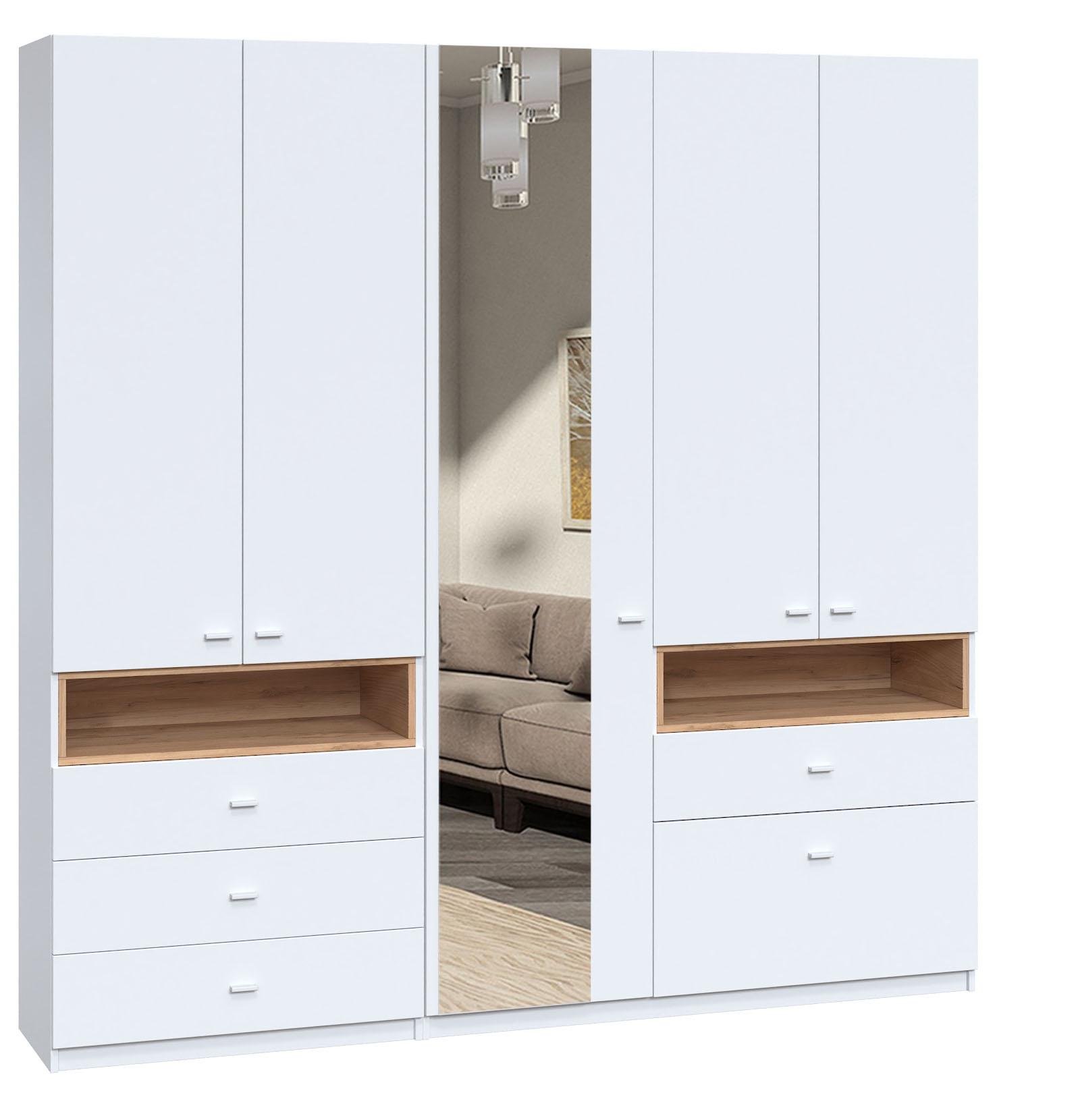 Шафа з дзеркалом розпашна Майстер Форм Тетріс 2118х376х2000 мм Німфея альба/Дуб крафт золотий (31231) - фото 4 Шафа з дзеркалом розпашна Майстер Форм Тетріс 2118х376х2000 мм Німфея альба/Дуб крафт золотий (31231) - фото 4