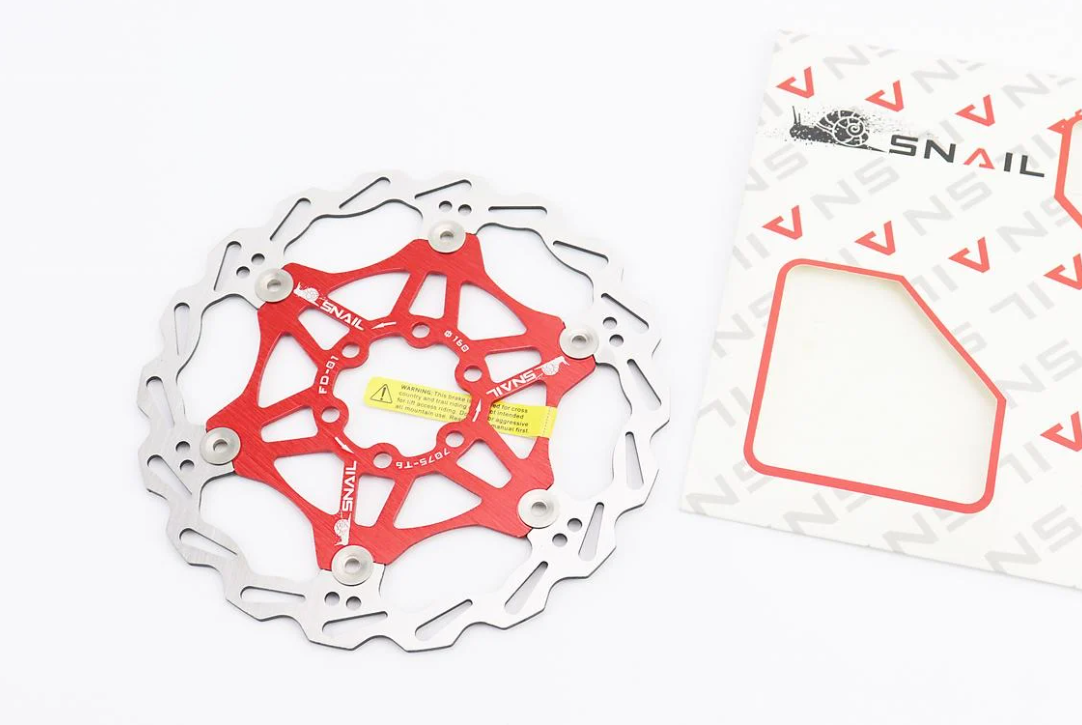 Ротор гальмівний диск FD-01 SNAIL кріплення 6 болтів на алюмінієвому павуку 203 мм Червоний (412384)