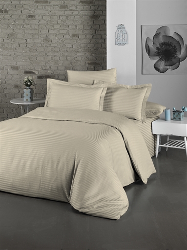 Комплект постільної білизни Lighthouse Exclusive Sateen Stripe Lux 200х220 см/50x70 см 4 шт. Бежевий