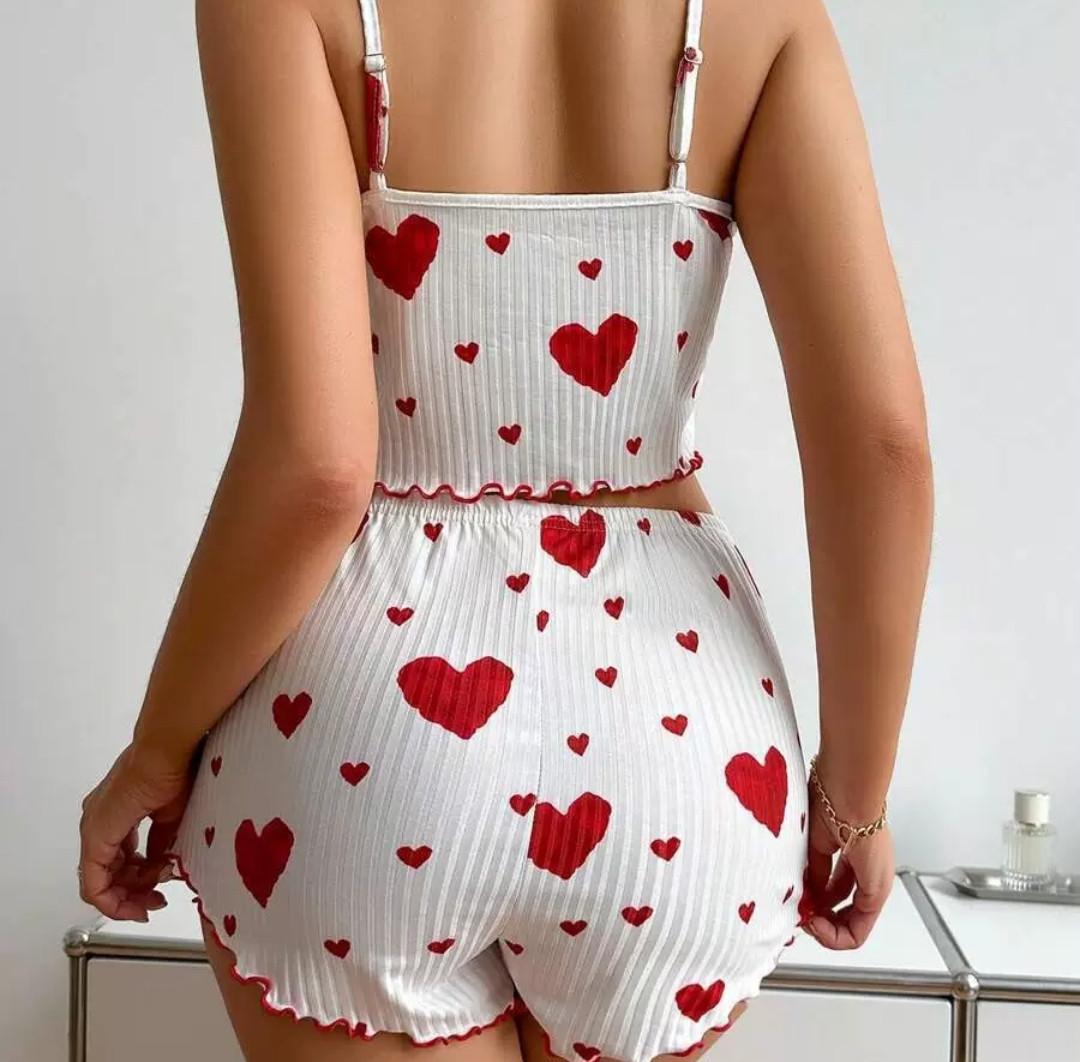 Пижама женская короткая топ и шорты с сердечками M - фото 2