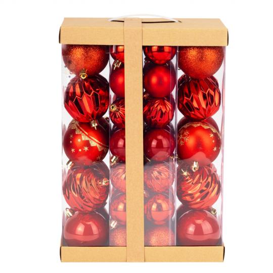 Набір ялинкових куль Елегантний декор 62 шт. Червоний (521632)