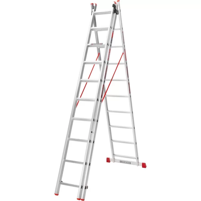 Драбина алюмінієва КВІТКА PRO 3-х секційна 3х10 сходинок (110-9310) - фото 4