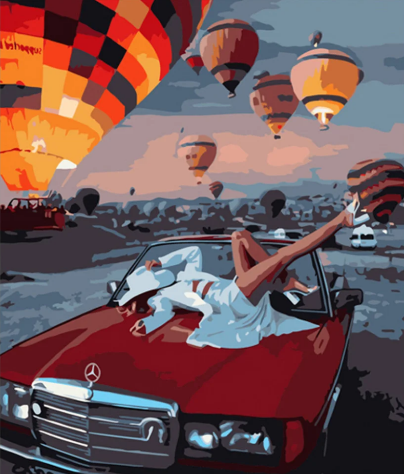 Картина по номерам Strateg На капоте мерседеса 40x50 см (GS538)