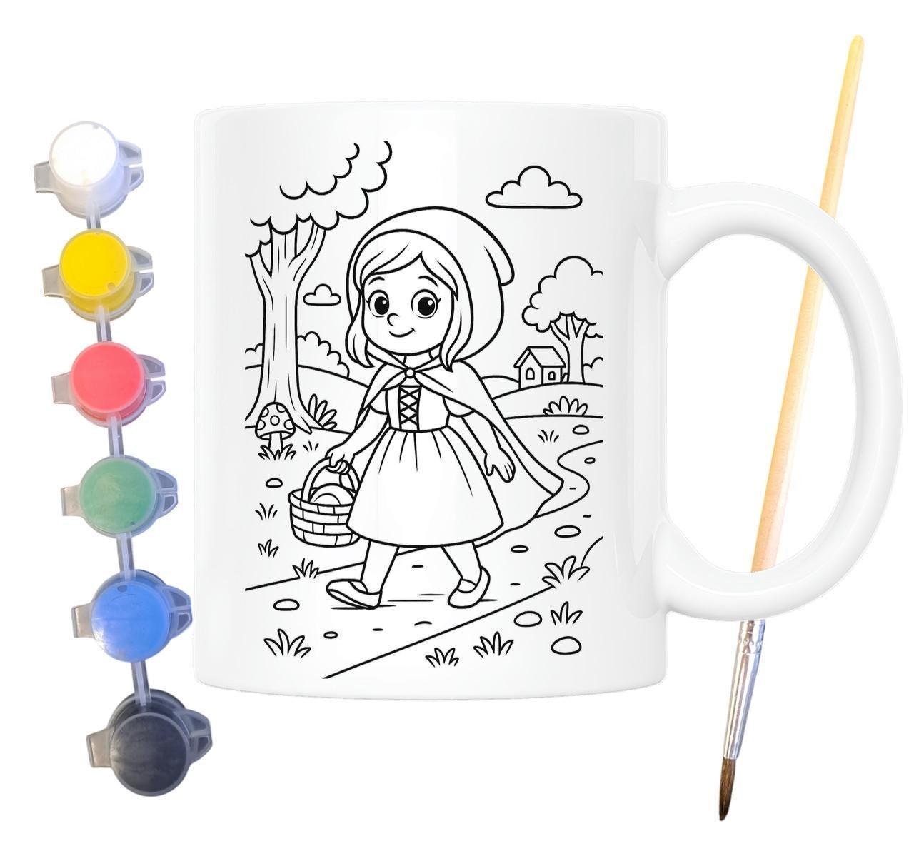 Набір для творчості кружка розмальовка за мотивами Червона Шапочка Брати Грімм 330 мл Білий (КР0168)