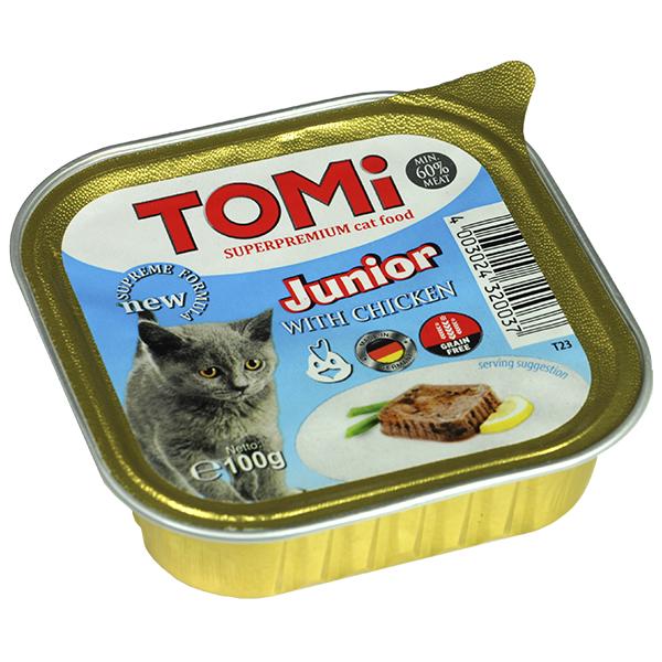 Паштет для кошенят TOMi junior з куркою 100 г (4003024320037)