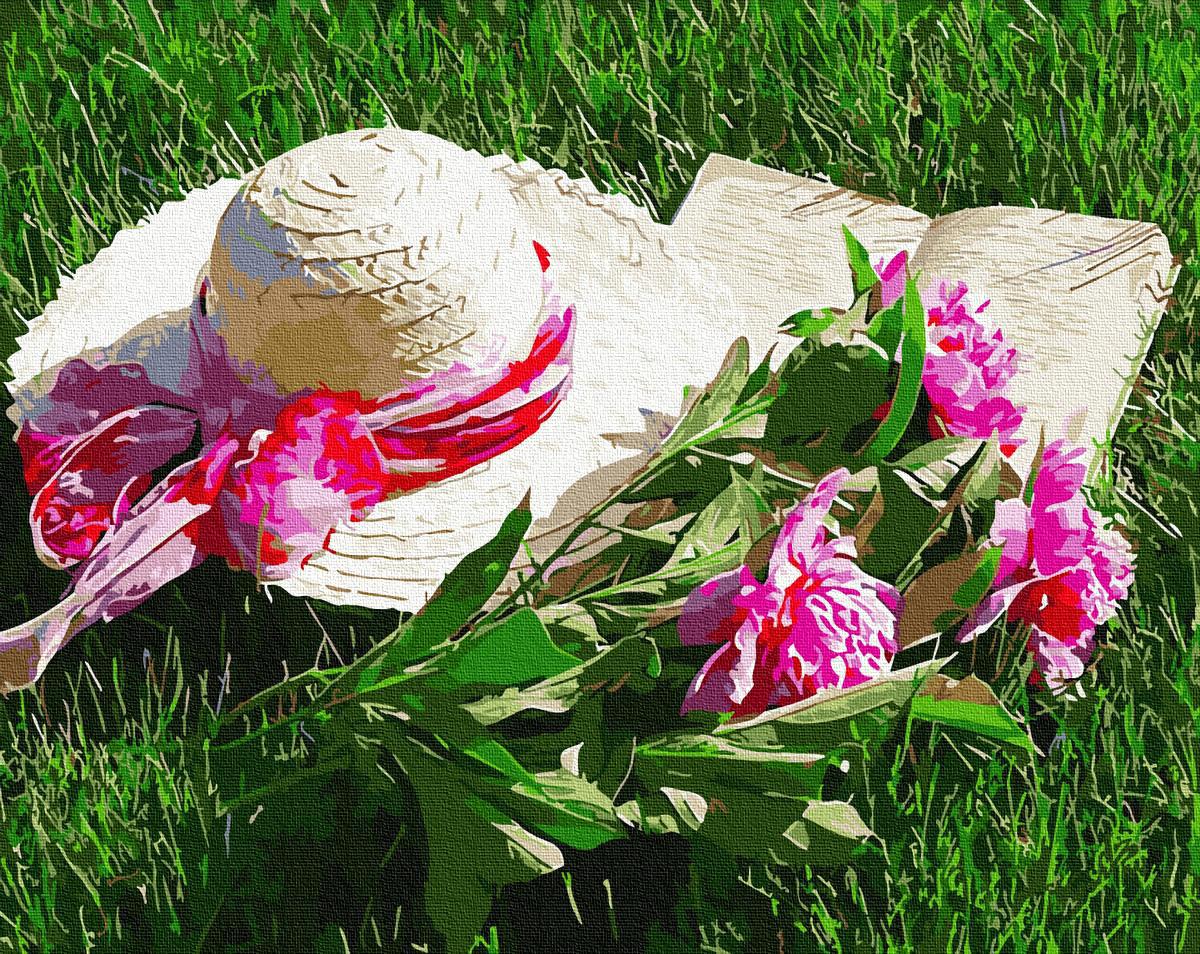 Картина по номерам Brushme Шляпа с пионами  40х50 см (BRM34091)