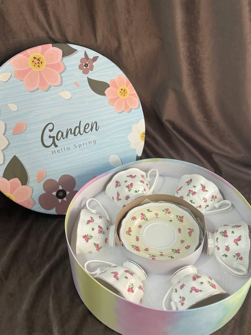 Чайный сервиз Elisey Сад роз керамический 230 мл 12 предметов Белый (9292-016)