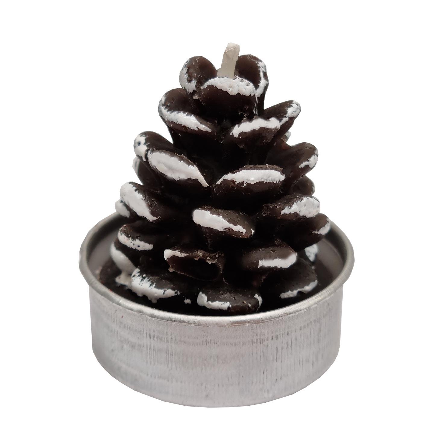 Свеча новогодняя шишка Bambi парафиновая с металлическим подсвечником 3,5 см (AS-111-S-21)