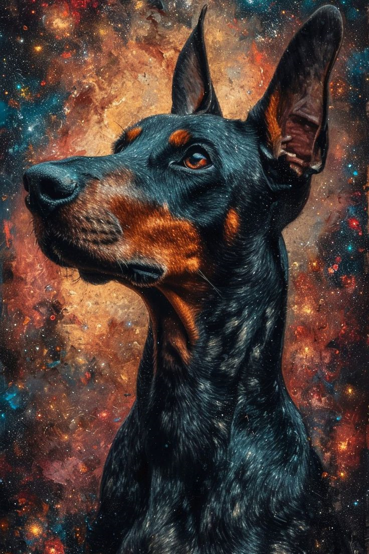 Алмазна мозаїка Доберман повна викладка квадратні камені без підрамника 40х60 см