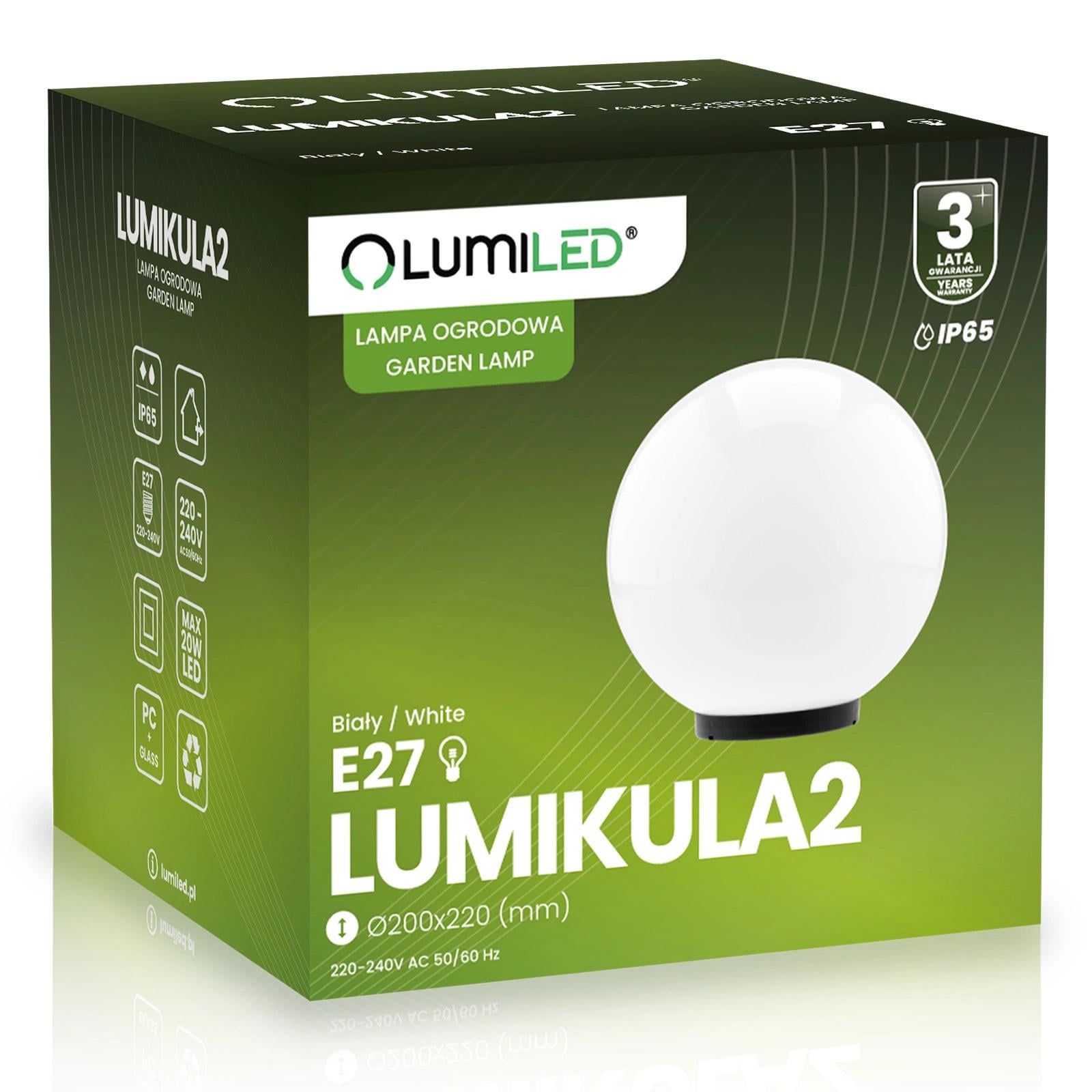 Светильник садовый стеклянный Lumiled Lumikula2 Шар E27 IP65 от сети 20 см (10631)