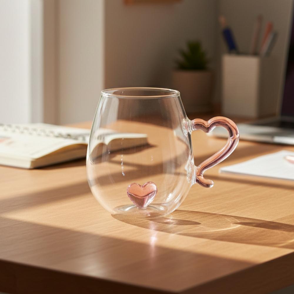 Чашка скляна Modern з фігуркою Серденька 300 мл 2 комплекти