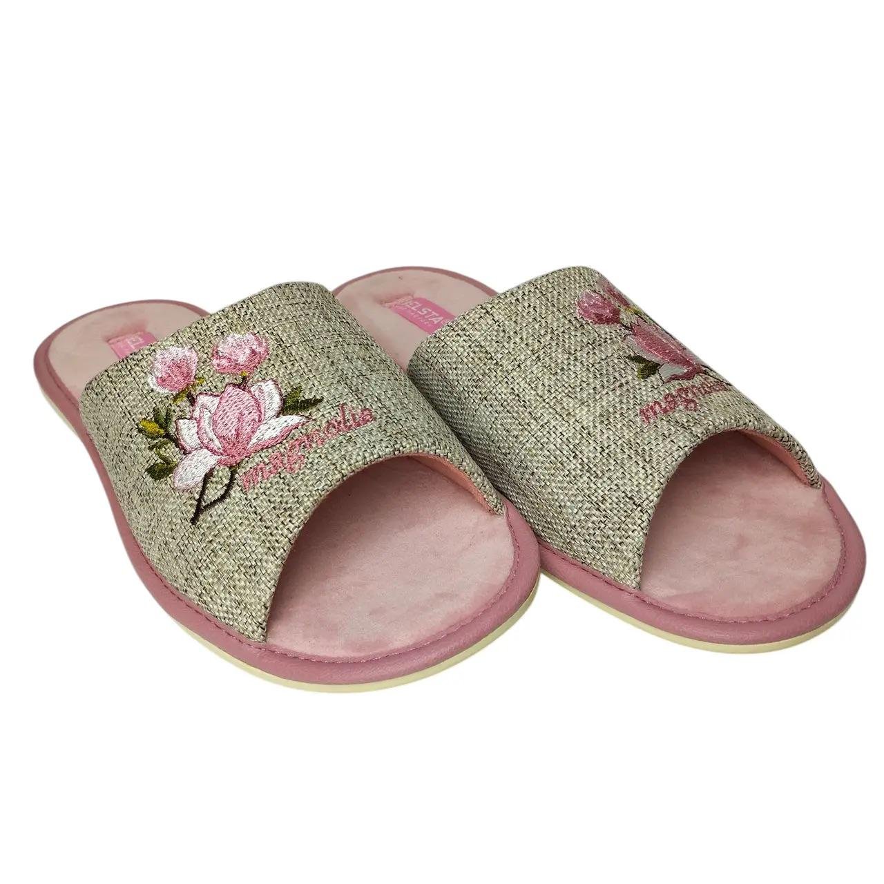 Тапочки женские открытые БЕЛСТА Цветы 23 см р. 36 Розовый (31272866)