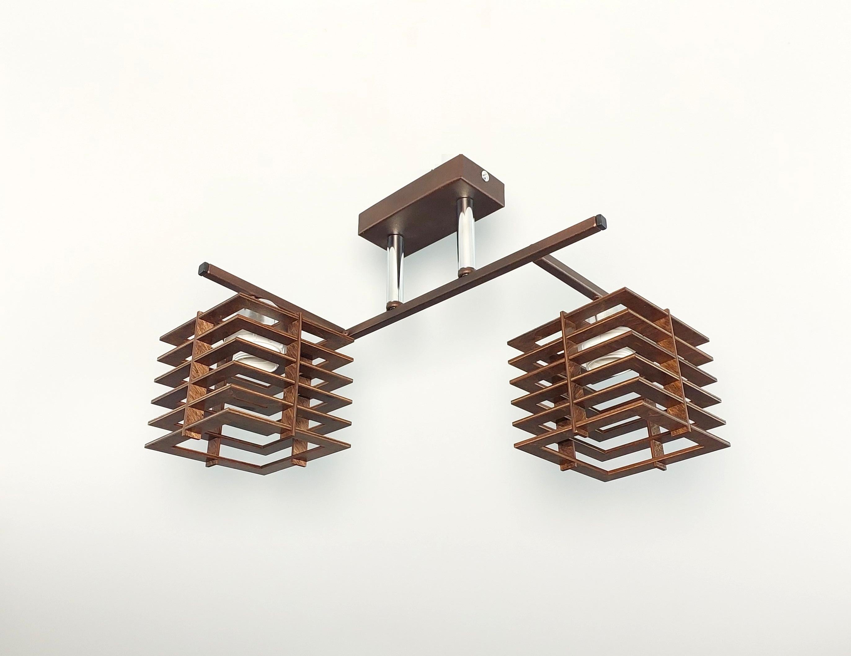 Люстра потолочная Лофт 3213/2 на 2 плафона металлическая Коричневый